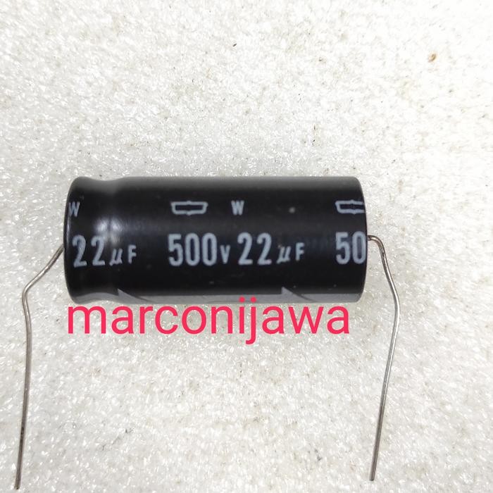 HT99 capasitor 22uf 500V axial japan asli original kaki kanan kiri