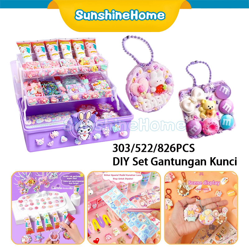 Diy Guka Set Gantungan Kunci Akrilik Diy Keychain Set Kartu Stiker Luca Kotak Guka Cream Gum Kartun Mainan Diy
