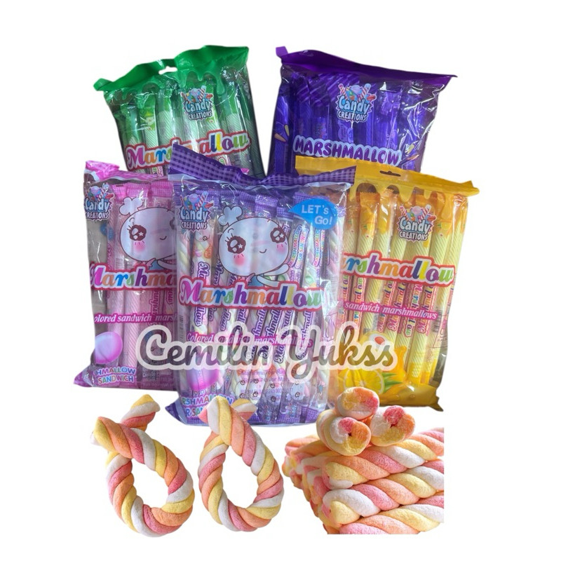 

READY STOCK Candy Creations Marshmallow 360g (Isi 30Pcs) Marshmallow Panjang Rasa Buah Apel