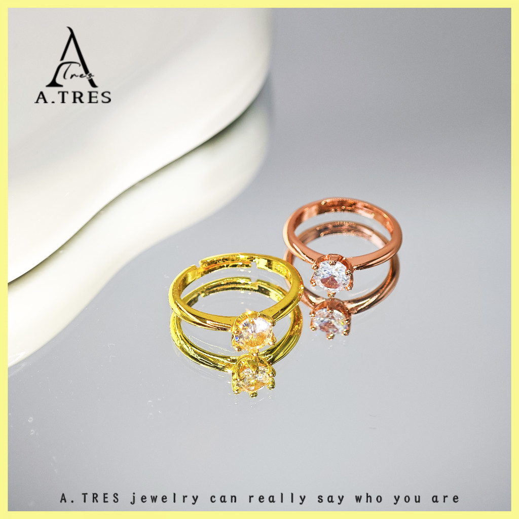 A.TRES Aksesoris Wanita Birthstone Cincin Aesthetic Cincin Anti Karat Cincin Clover Cincin Couple Ci