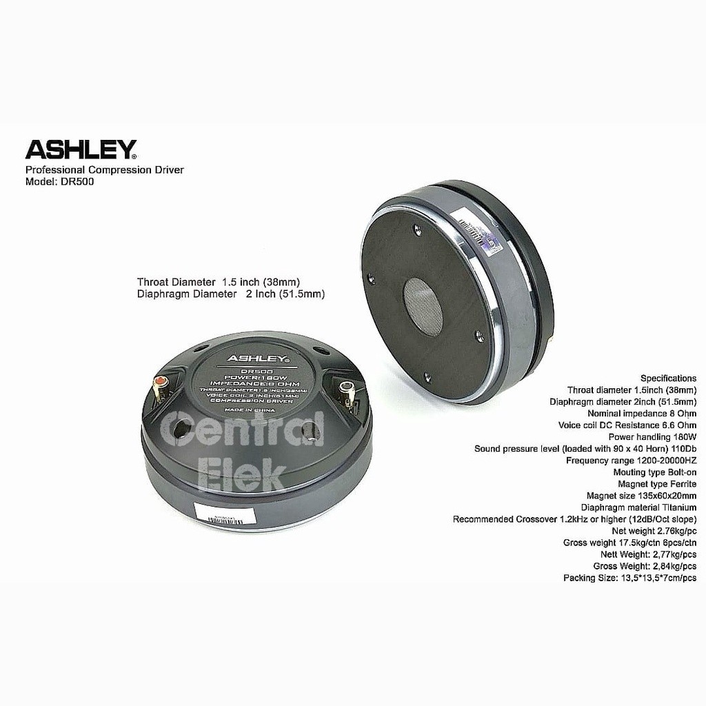 Driver Tweeter Ashley DR500/DR 500 Ashley