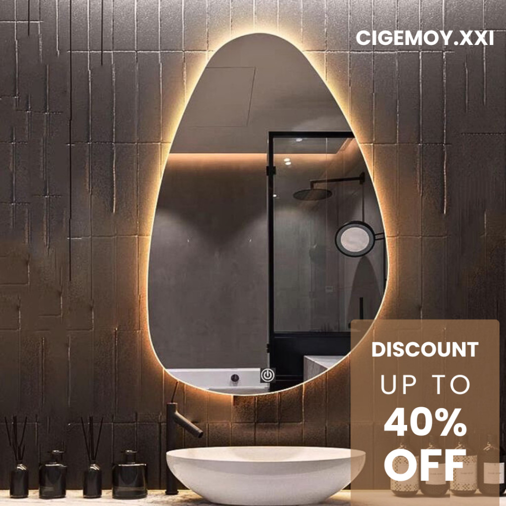 GANGSASHOP  Cermin LED Aesthetic Dinding Kaca 60 x 45 cm/ Aesthetic Mirror / Mirrorplus / [GARANSI 1