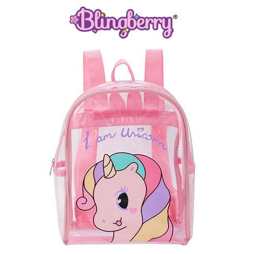 VEROSAE_SHOP BLINGBERRY Tas ransel Backpack Unicorn PVC Transparan waterproof Tas anak perempuan uni