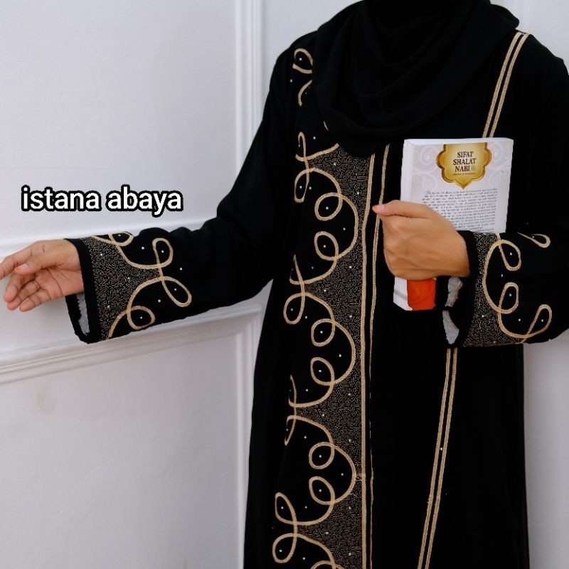 MUNIKSOSHOP  New Abaya jetblack bordir spiral Turki Cantik sekali Bisa buat anak Remaja Pelajar sant