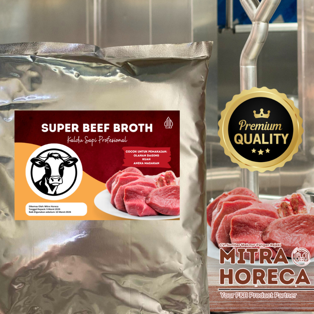 

Mitra Horeca Beef Broth - Perasa Sapi / Kaldu Sapi Murni / Extrak Sapi (Lebih kuat dari Royco / masako) 1kg - REPACK
