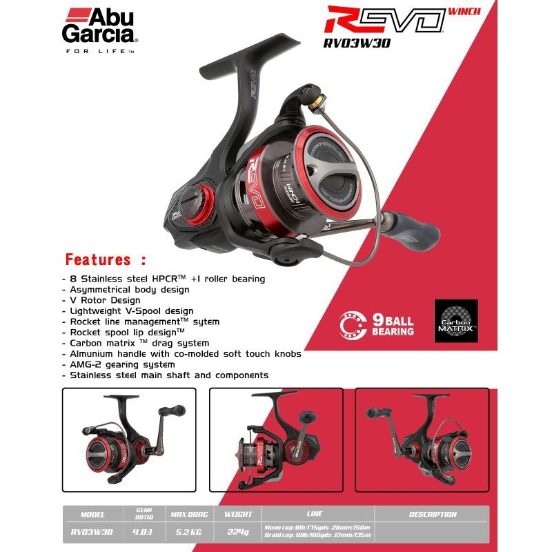 reel abu garcia spinning terbaru revo winch RVO3W30 100% original | ALAT PANCING| GULUNGAN PANCING |