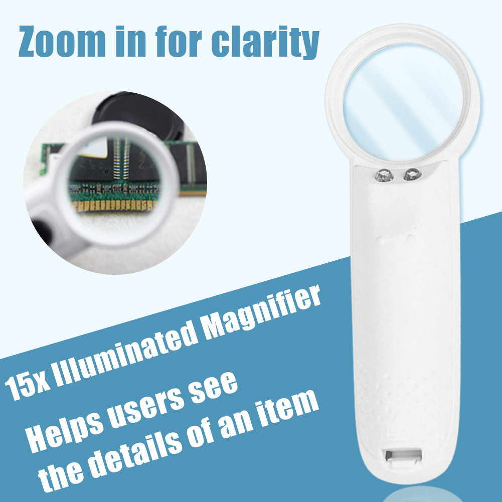 

15X Magnifying Glass Kaca Pembesar Portable with LED light Illuminated