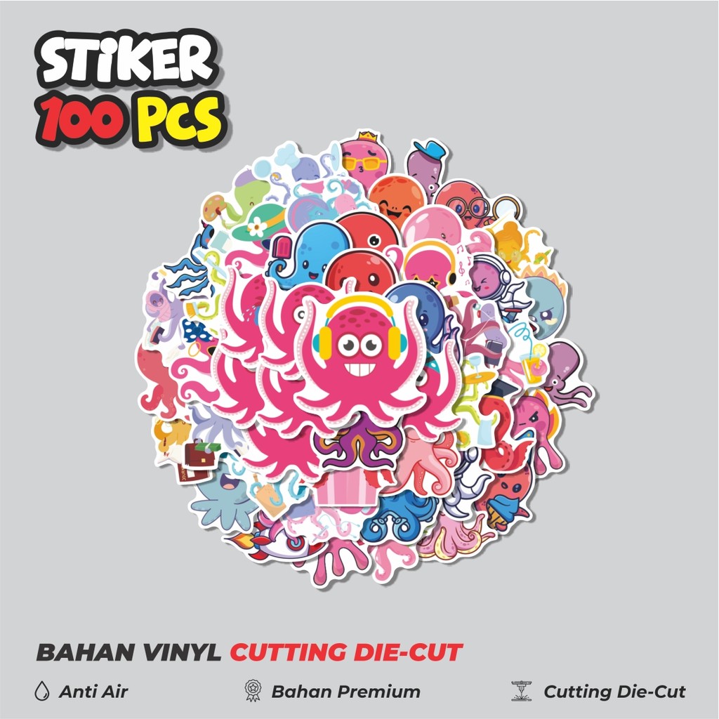 

Terbaru! 50 pcs Hewan Gurita Dekorasi Lucu Kreatif untuk Notebook, Skateboard, HP