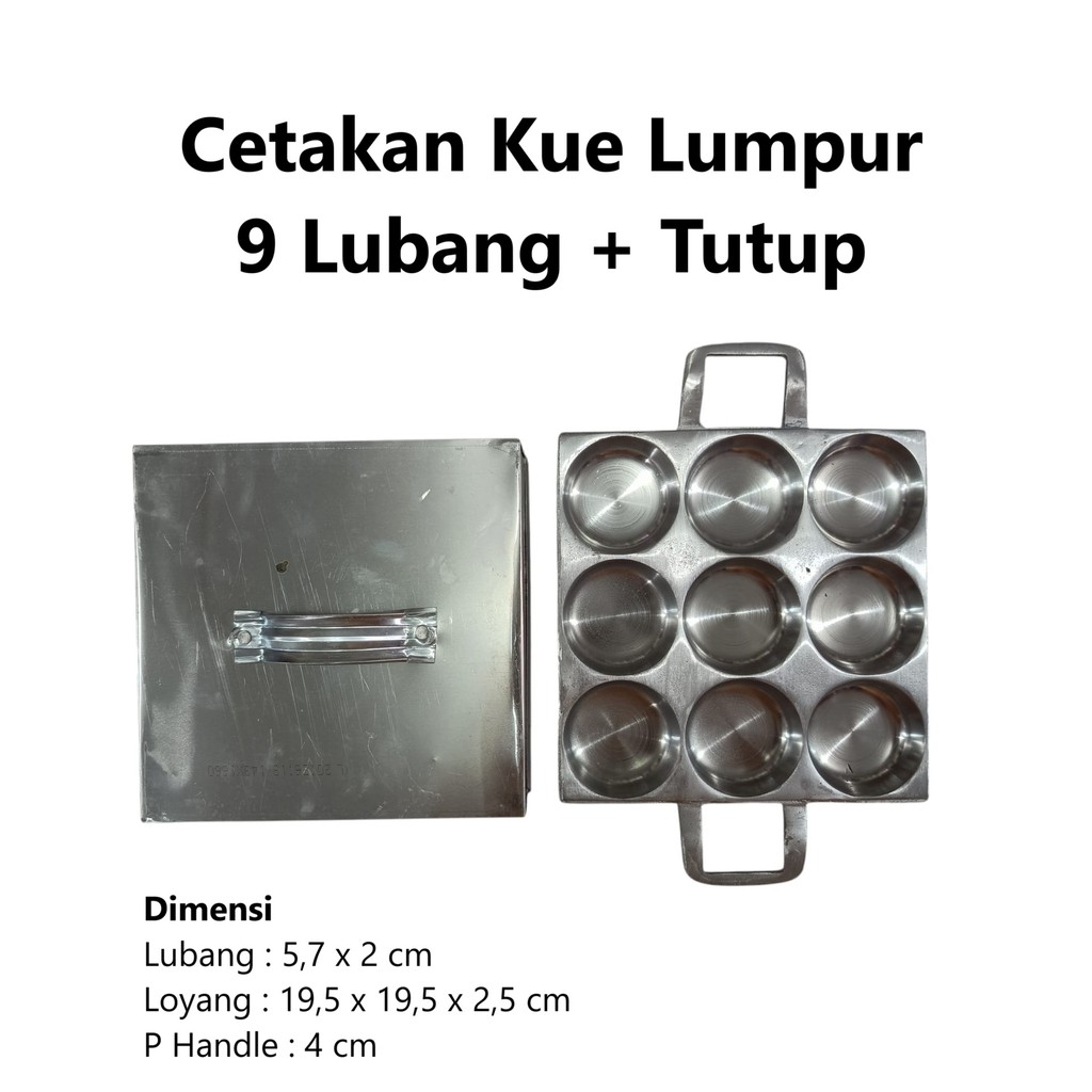 Cetakan Kue Lumpur 9 Lubang + Tutup