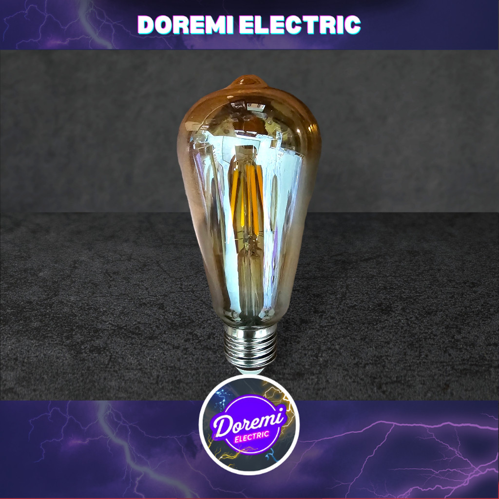 LAMPU LED FILAMENT MERK OSKA WARNA KUNING 4W, LAMPU DEKORASI CAFE, INTERIOR INDUSTRIAL DOREMI ELECTR