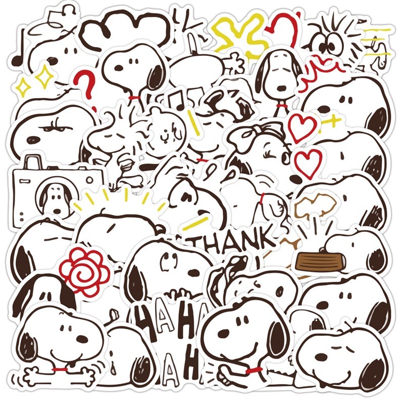 

40pcs Snoopy Cute Cartoon Dog Graffiti Handbook Material Mobile Phone Case Luggage Waterproof Sticker