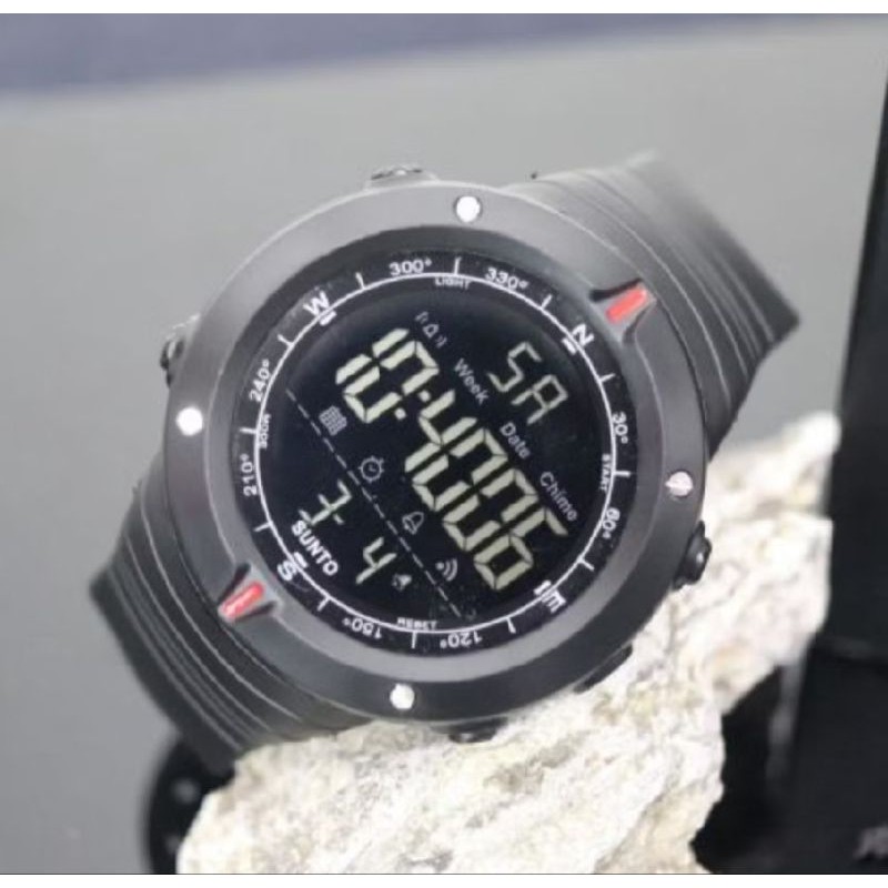 New Jam Tangan Pria Sunto Garis Digital Strap Rubber Kuat Anti Air