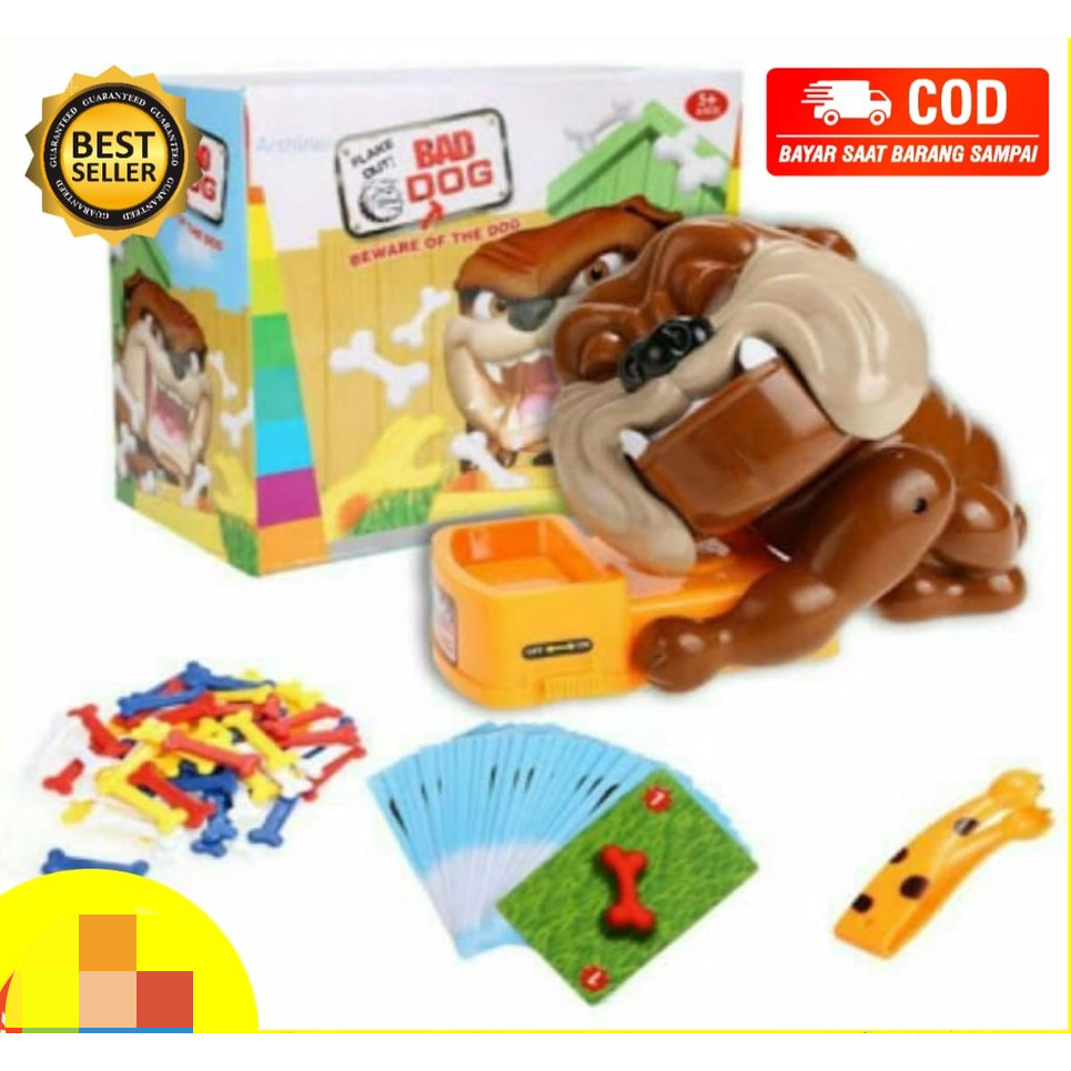 MAINAN ANAK CAREFUL BEWARE BAD DOG ANJING GIGIT TULANG + KARTU MAINAN KELUARGA FAMILY PROMO TERMURAH