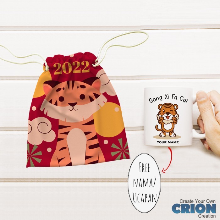 

[Best Seller] Mug Hampers Imlek tas serut tahun macan year of tiger 2022 by crion - 1