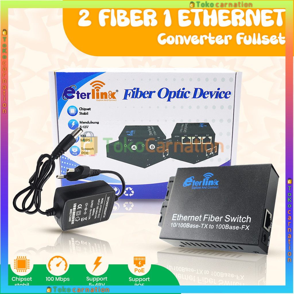 { BEST SELLER }Media Converter 2Fiber 1Ethernet 1310/1550nm Fiber Optic Eterlink