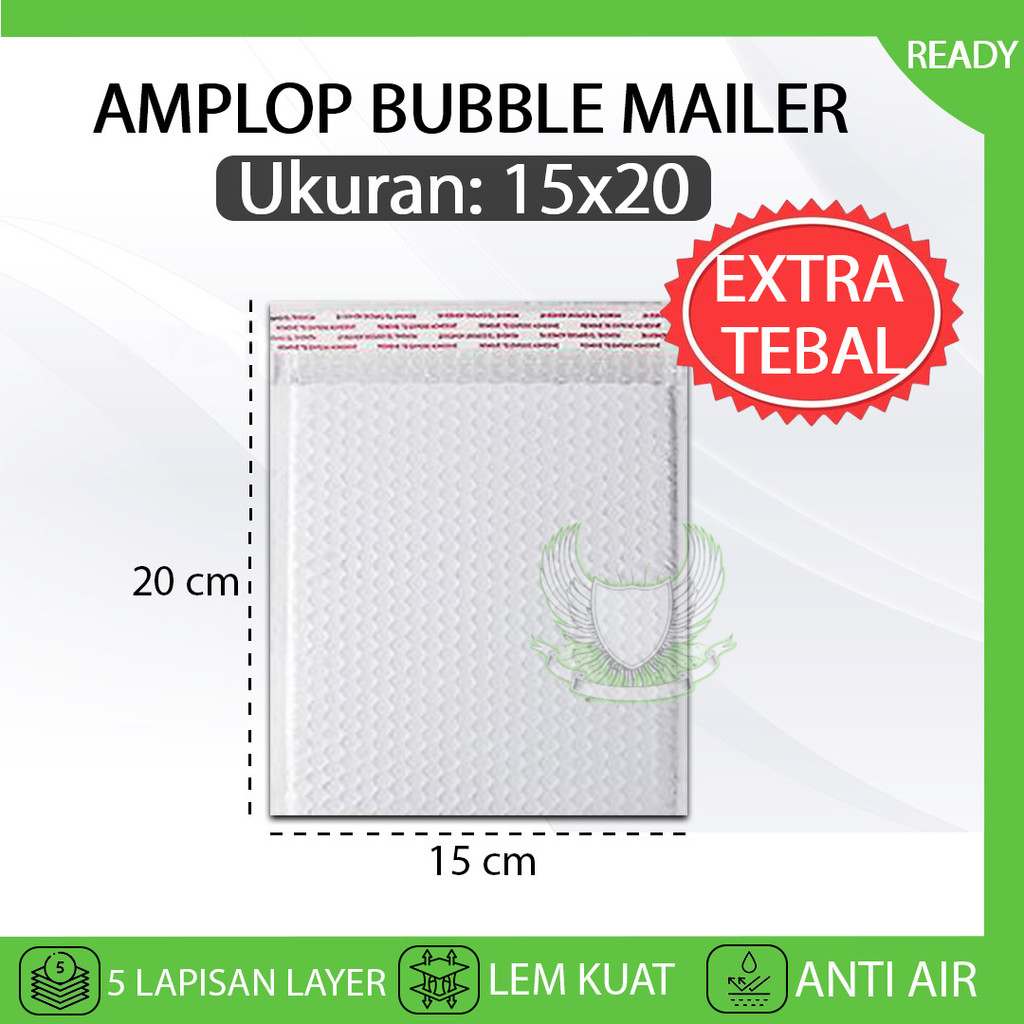 

Kantong Plastik Packing Amplop BUBBLE MAILER 15X20 Bubble Wrap Polymailer Putih WHITE Bungkus Paket Online Shop Premium