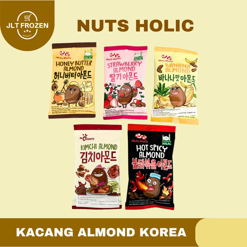 

Nuts Holic Korea Almond Snack / Korea Honey Butter Almond / Strawberry Almond / Banana Almond / Kimchi Almond / HotSpicy Almond