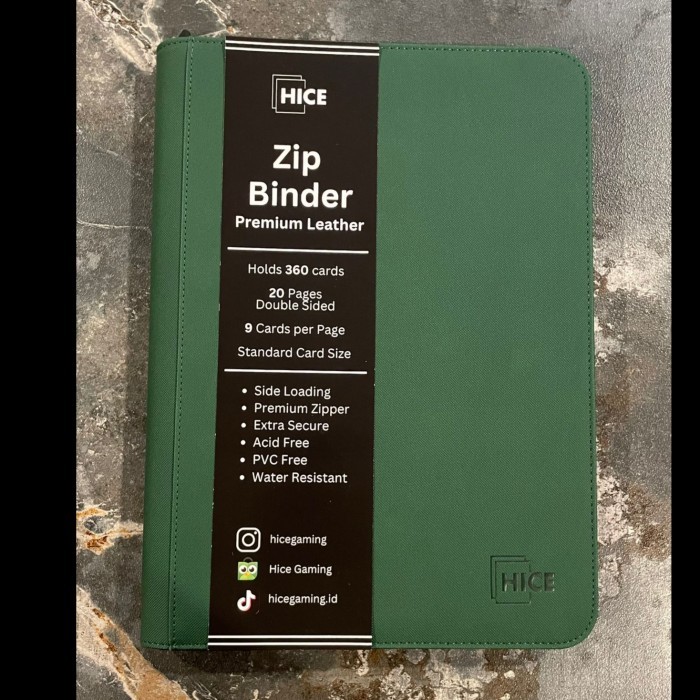 

HICE Premium Zip Album Card Binder 9 Pocket Binder Kartu Pokemon Magic - Hijau