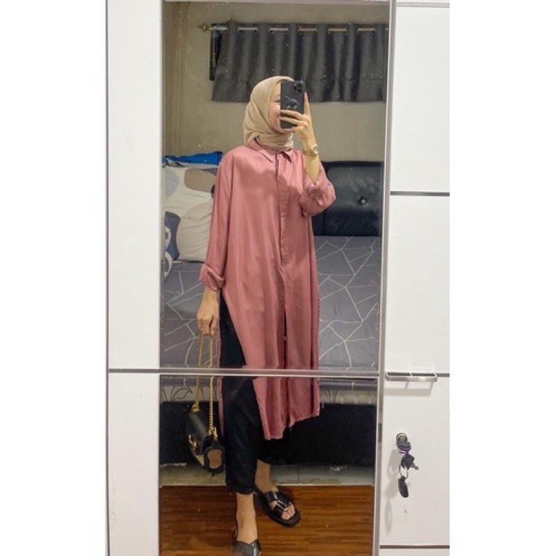 Atasan Wanita Harmoni1224 Marsya Tunik Rayon Polos Kemeja Tunik Wanita Polos LD 115 Keren