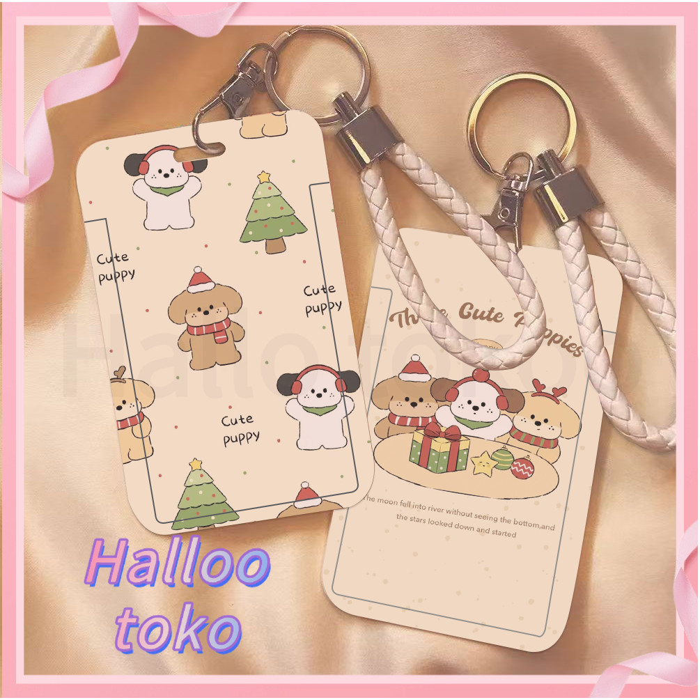 

ID CARD HOLDER MOTIF KAWAII TEMPAT KARTU PHOTOCARD PHOTO CARD Pelindung + Tali,Anjing dan beruang-beruang bersenang-senang merayakan Natal bersama-sama