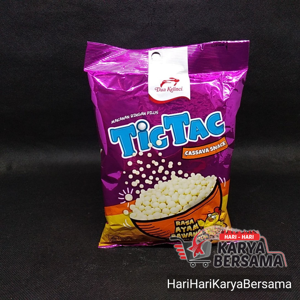 

MAKANAN RINGAN KACANG PILUS CAP DUA KELINCI TIC TAC AYAM BAWANG 80GR