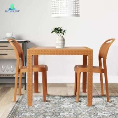 OLYMPLAST - 1 Set Meja Makan Plastik + 2 Kursi | 1 unit ODT-R 80 + 2 unit OL203 / OL208 / OL209 / OF