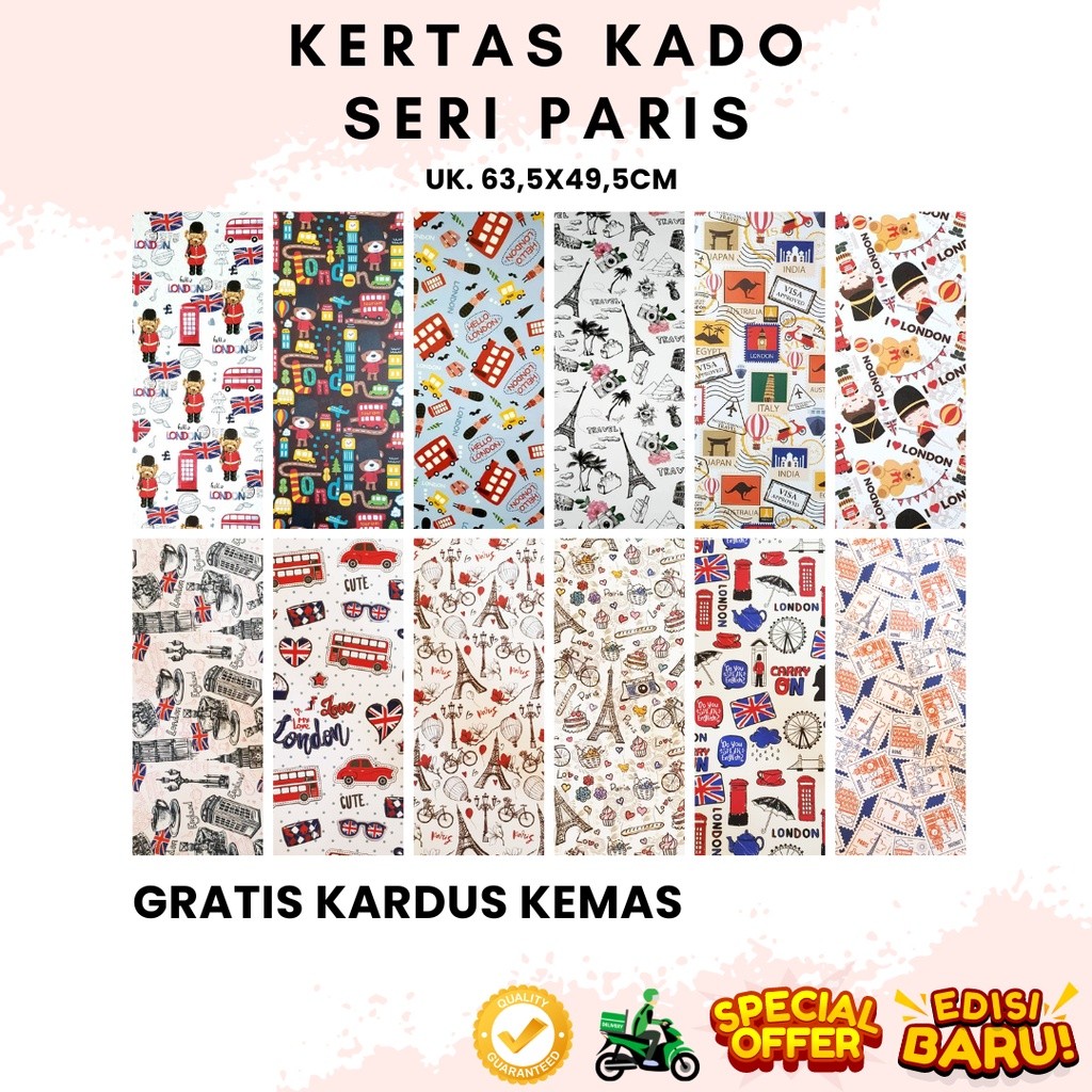 

Kertas Kado Wrapping Paper Sansan Wawa Seri Paris