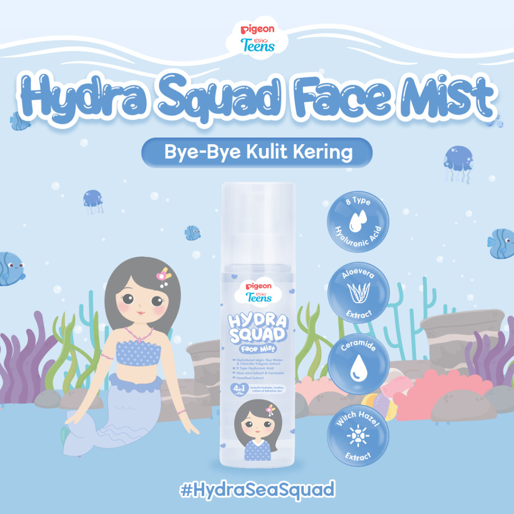 Pigeon Teens Hydra Squad Face Mist 50ml | Skincare Remaja | Ekstra Melembapkan | Hyaluronic Acid & W