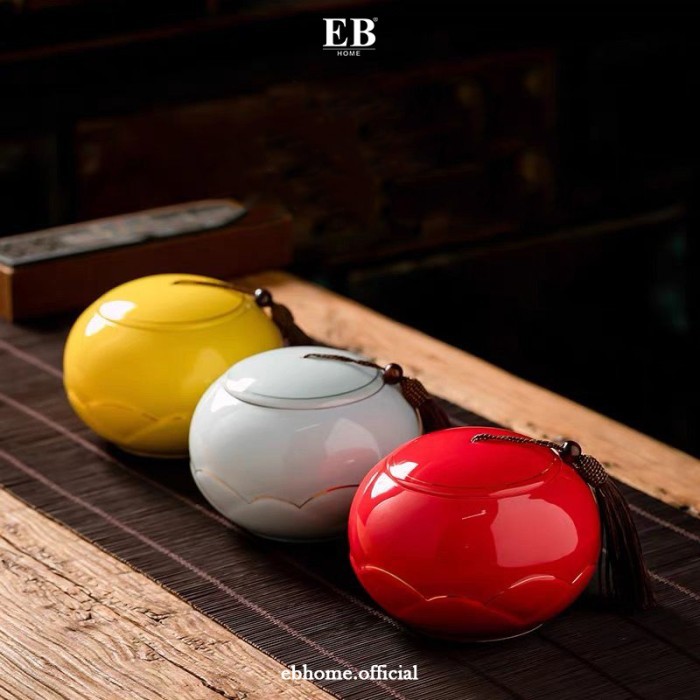 Tempat Daun Teh Kopi Bumbu Poci Keramik Jar Storage Abu