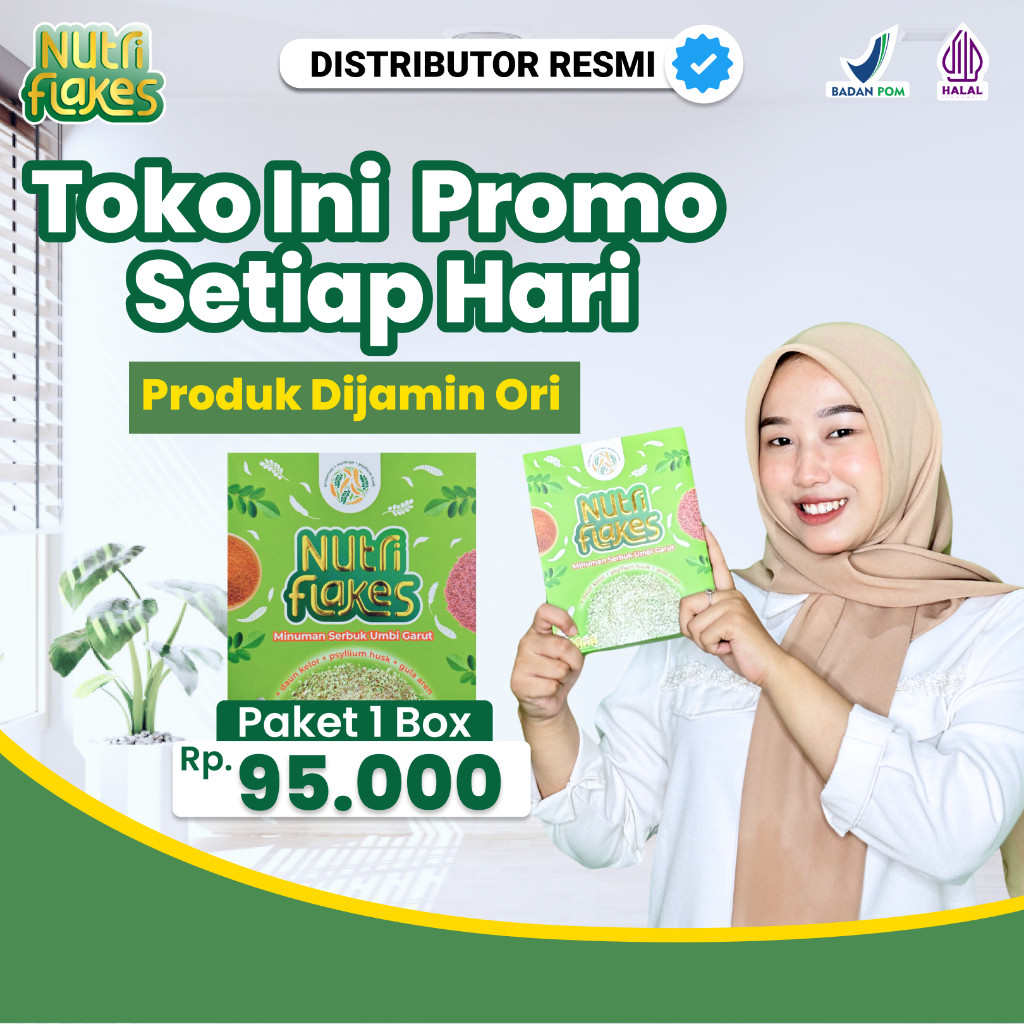 

Terlaris Nutriflakes Sereal Oatmeal Umbi Garut Diet 1 Box Nutriflek Asam Lambung Maag dan Gerd Official Store oke
