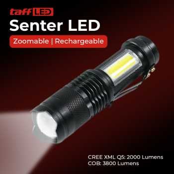 TG-SNT TaffLED Senter LED Zoomable Rechargeable XML-Q5 COB 3800 Lumens - P1