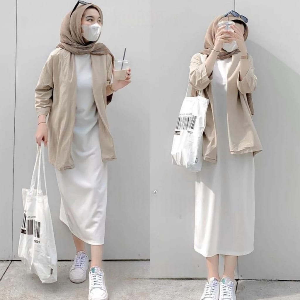 Inner Dress Span Scuba Polos Gamis Tanpa Lengan Nadhifa.Grosir