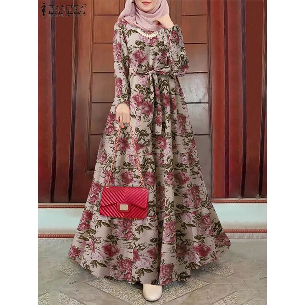 Bohemian Printed Maxi Dresses ZANZEA Muslim Hijab Long Dress Vestidos Dubai Turkey Abaya Women Vinta