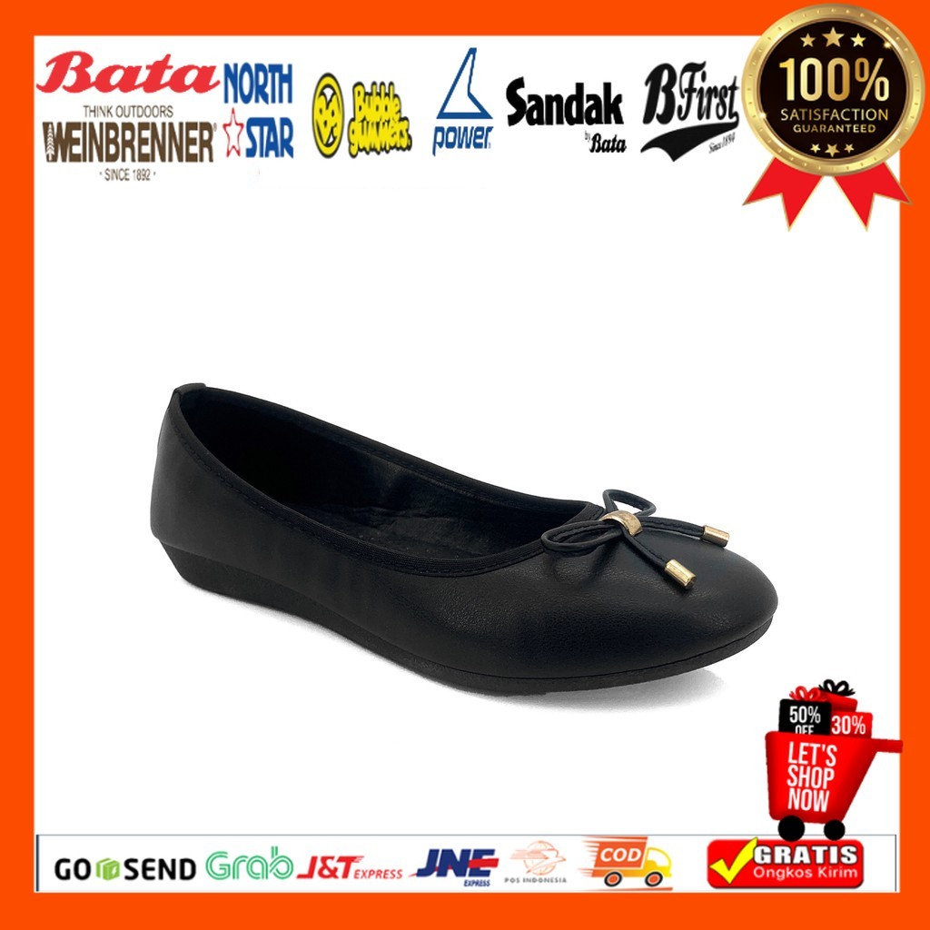 Sepatu Flatshos BATA Sepatu Wanita Veria Black - 5516618