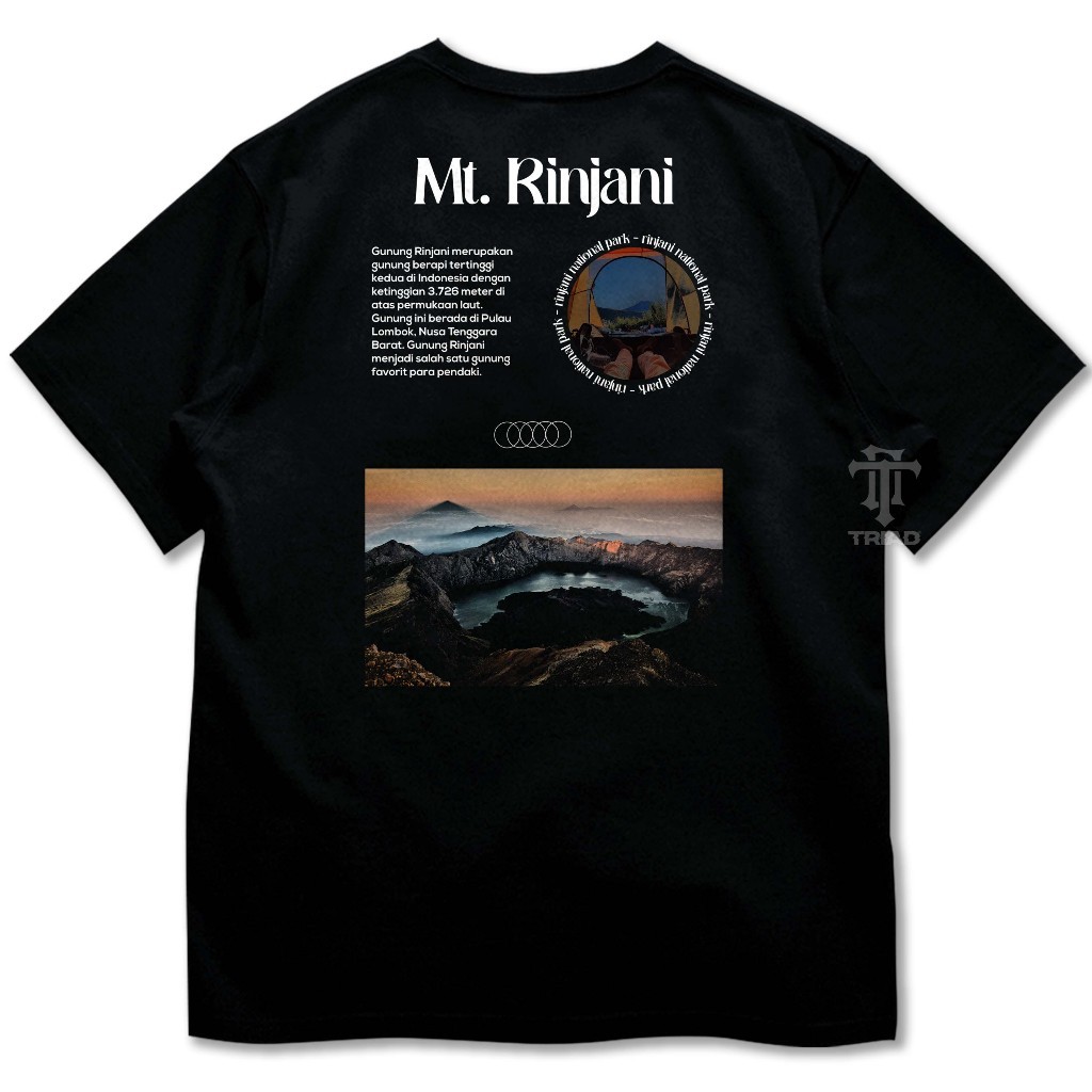 Kaos Pendaki GUNUNG RINJANI | Baju Distro Outdoor Hiking Explore Lombok Tshirt Mountain Series