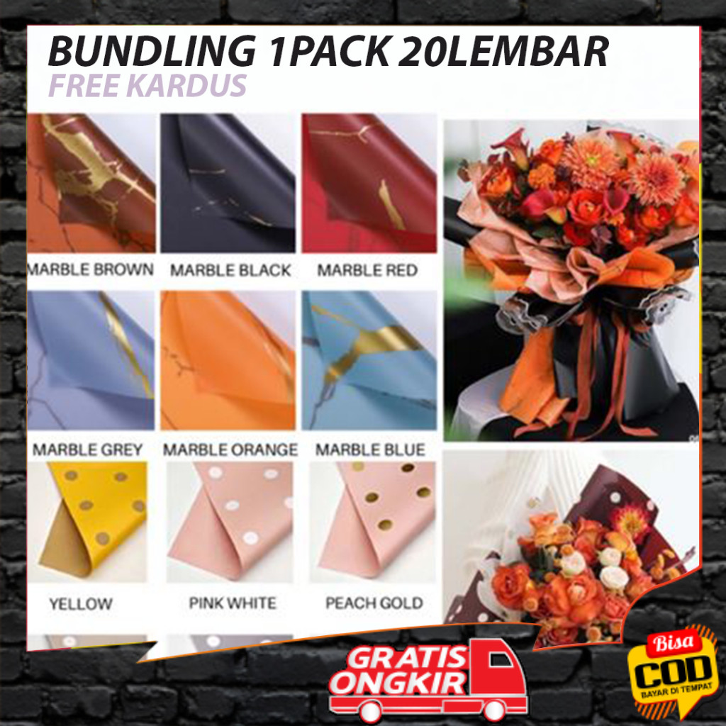 

(4) BUNDLING 1 PACK ISI 20 LEMBAR Flower Wrapping Bunga Florist / Cellophane Papper / Kertas Buket Bunga Transparan / Flower Paper / Kertas Kado