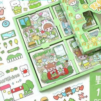 

Pretty Sticker Momo 1 pack isi 100 Lembar Pcs Stiker Box Momo Stiker Motif Kartun Korea Lucu Anti Air Dekorasi DIY - Stiker Momo