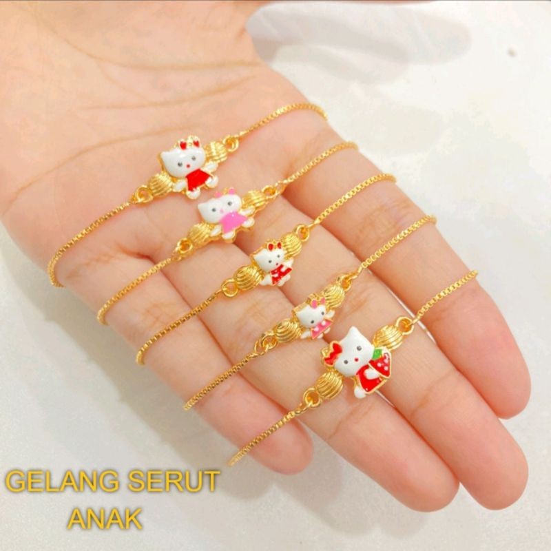 gelang serut anak kitty / lapis emas gold