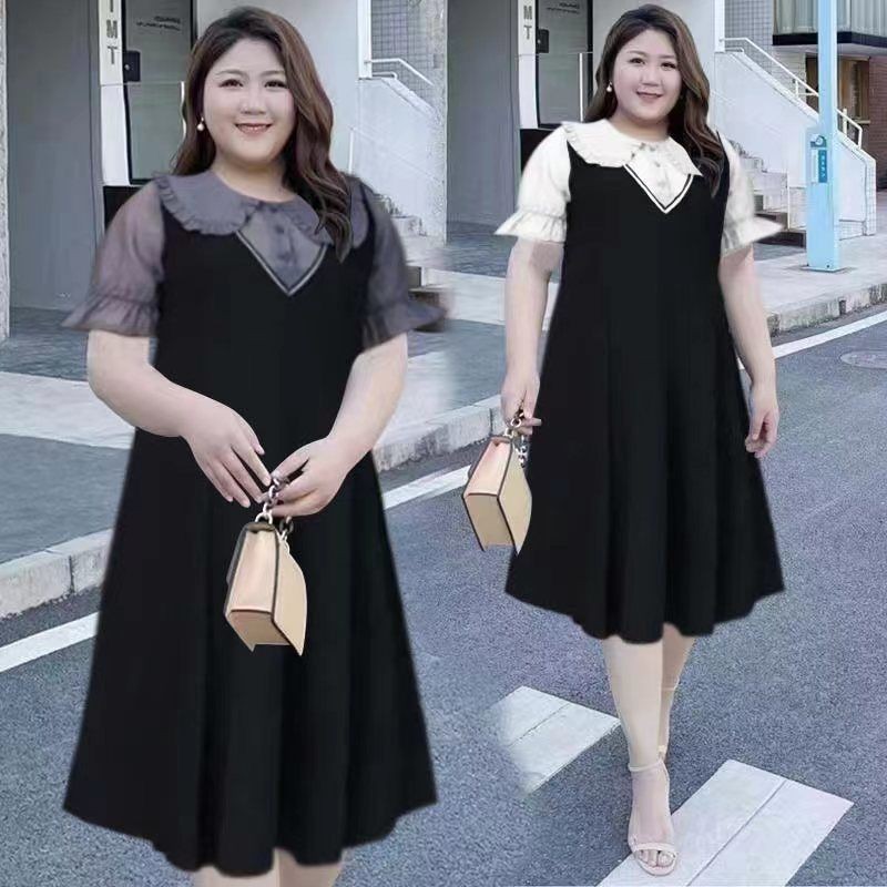 Aroana Dress Jumbo Ld 120 160 Versi Korea Lengan Pendek Kata Gaun Wanita
