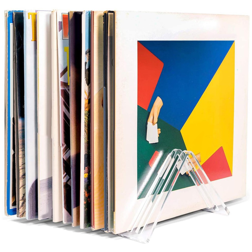 

Triangle Vinyl Record Rack Storage Countertop Holds 12LPs Holder for Albums Newspaper