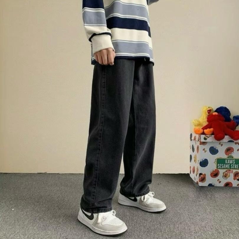 FC56TR STREET.ID27 Celana Panjang Loose Pants Pria Model Baggy Jeans Tebal 13 Oz Warna Hitam