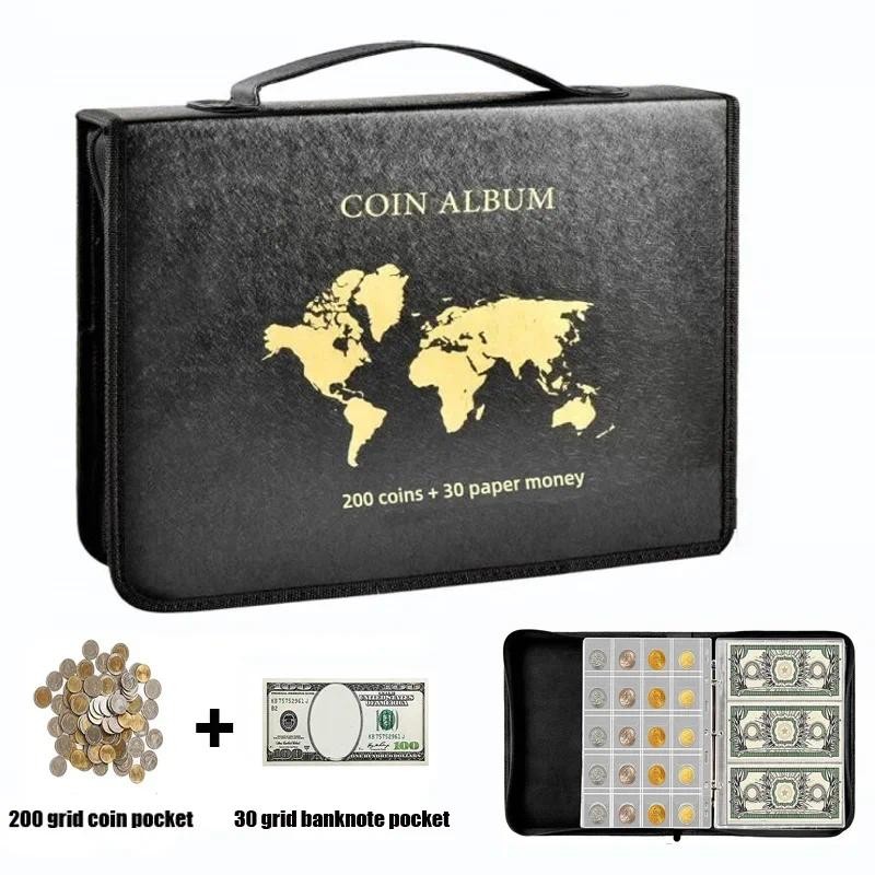 

Portable Coin Collection Set 200/300 Panels Pvc Transparent Loose-leaf Philatelic Book Album with Zipper Protection
