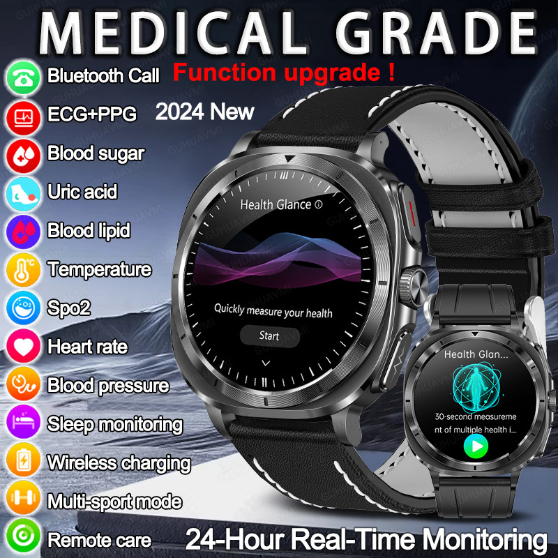 2024 New For Samsung Galaxy Watch 7 Blood Lipids Uric Acid Blood Glucose Body Analysis Smart Watch E