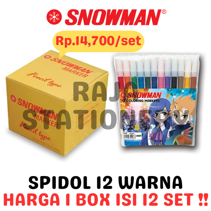

[New Arrival] SNOWMAN COLOURING MARKER SPIDOL SNOWMAN 12 WARNA PW-12A PW12A [12SET]