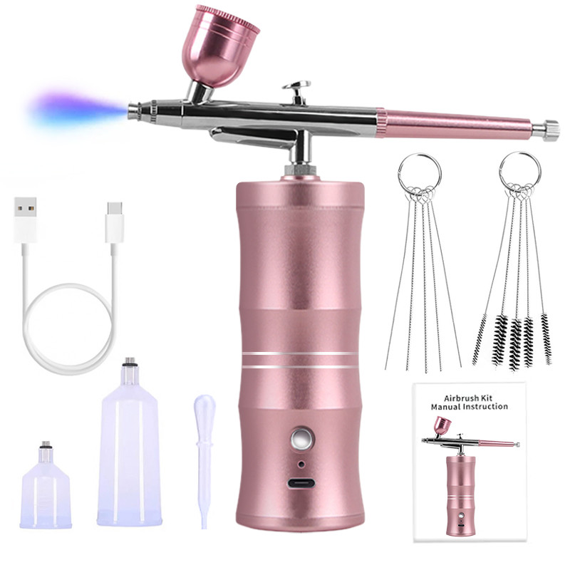

Rechargeable Spray Gun Kit with Compressor - Handheld Spray Gun, 0.3 mm Nozzle for Painting, Tattooing, Manicure, Model Coloring