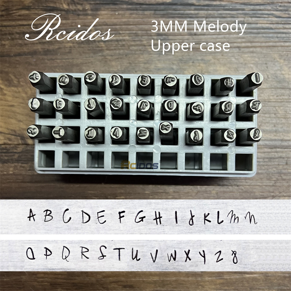 

RCIDOS 3MM Charlotte Melody Juniper Handwriting Art style Uppercase/Lower Case Letter Metal Stamp Set 27PCS/box