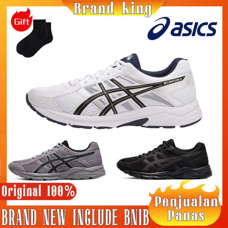 Gel-Contend 4 Sepatu lari low-top berkantong anti-selip tahan aus berbahan kulit bertali ujung bulat