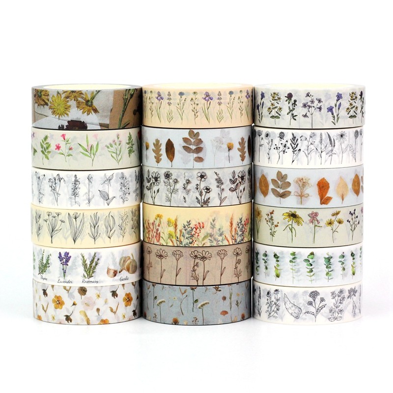 

NEW 1PC 10M Decor pressed flowers Neutral leaf flowers Washi Tape Set for Scrapbooking Journaling Masking Tape Cute Stationery