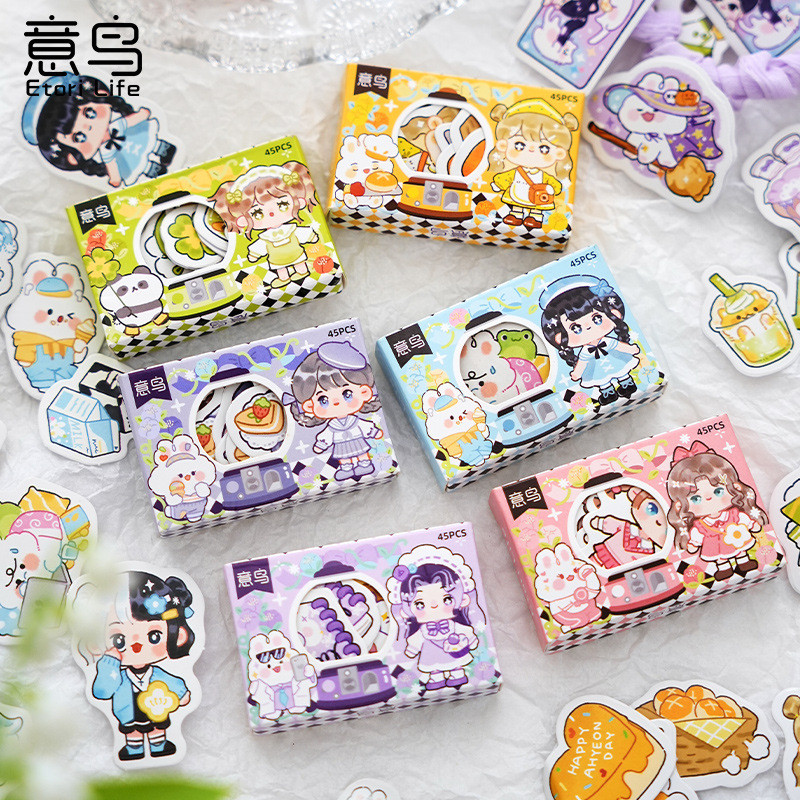 

45pcs Etori Life Cute Cartoon Girl Sticker DIY Kawaii Decorative Stationery Album Diary Cup Notebook Mobile Phone Toy Scrapbook
