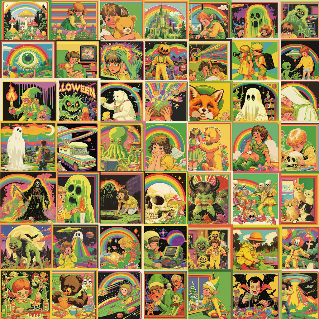 

50pcs Cartoon Retro Comics Stickers Vintage Stickers DIY Laptop Luggage Skateboard Graffiti Decal Fun for Kid Gift